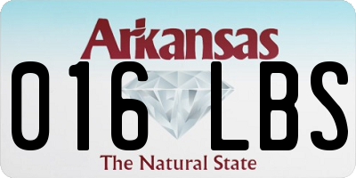 AR license plate 016LBS