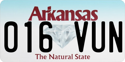 AR license plate 016VUN
