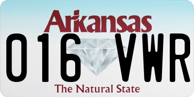 AR license plate 016VWR