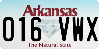 AR license plate 016VWX
