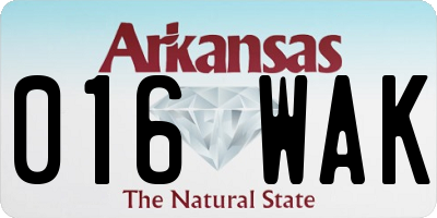 AR license plate 016WAK