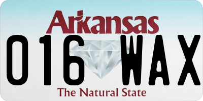 AR license plate 016WAX