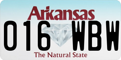AR license plate 016WBW