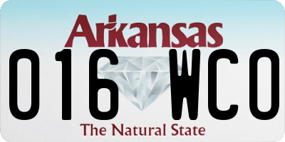 AR license plate 016WCO