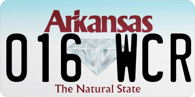 AR license plate 016WCR