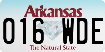 AR license plate 016WDE