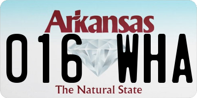 AR license plate 016WHA