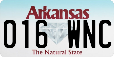 AR license plate 016WNC