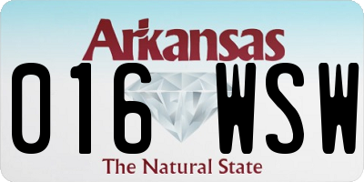 AR license plate 016WSW