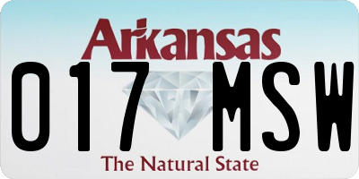 AR license plate 017MSW