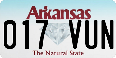 AR license plate 017VUN