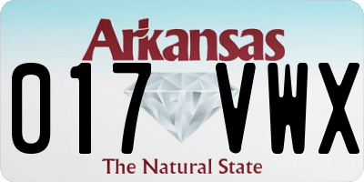 AR license plate 017VWX