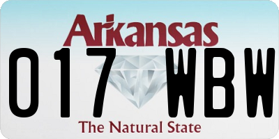 AR license plate 017WBW