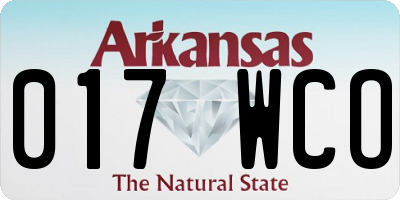 AR license plate 017WCO