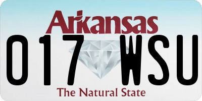 AR license plate 017WSU