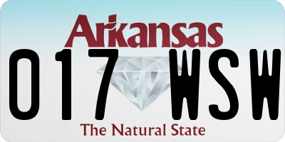 AR license plate 017WSW