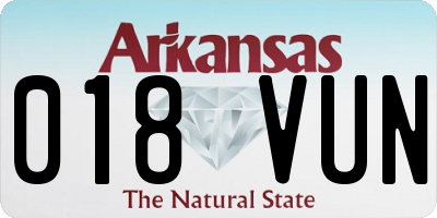 AR license plate 018VUN