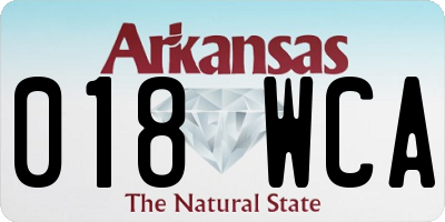AR license plate 018WCA