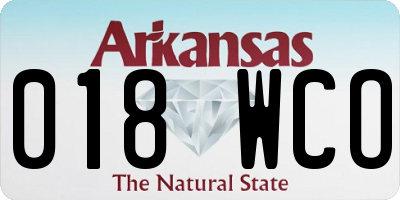 AR license plate 018WCO