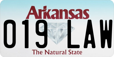 AR license plate 019LAW