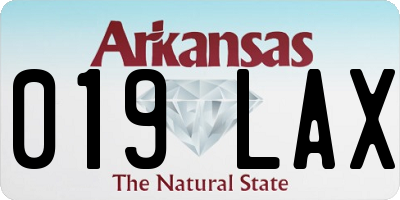 AR license plate 019LAX
