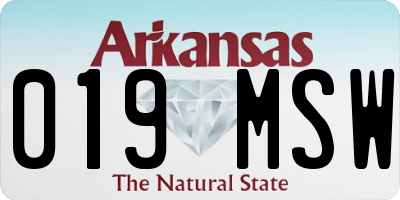 AR license plate 019MSW