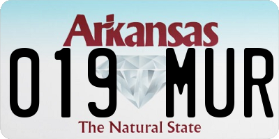 AR license plate 019MUR