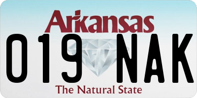AR license plate 019NAK