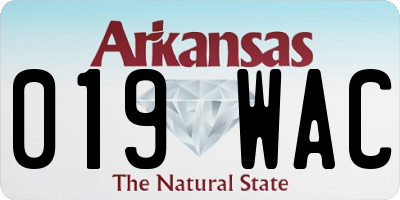 AR license plate 019WAC