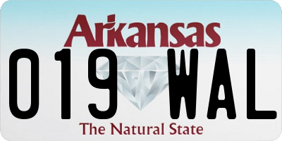 AR license plate 019WAL