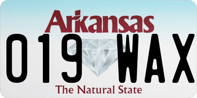AR license plate 019WAX