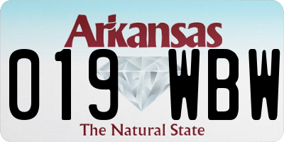 AR license plate 019WBW