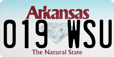 AR license plate 019WSU