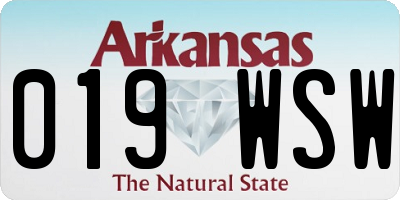 AR license plate 019WSW