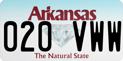 AR license plate 020VWW