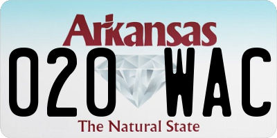 AR license plate 020WAC