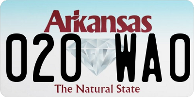 AR license plate 020WAO