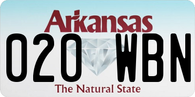 AR license plate 020WBN