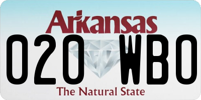 AR license plate 020WBO