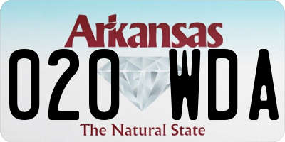 AR license plate 020WDA