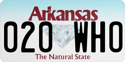AR license plate 020WHO