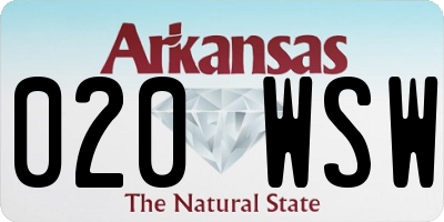 AR license plate 020WSW