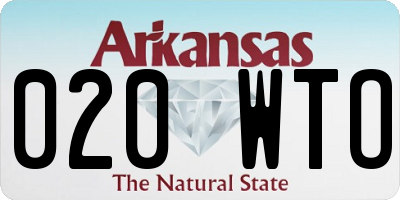 AR license plate 020WTO