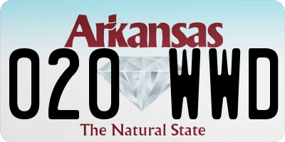 AR license plate 020WWD