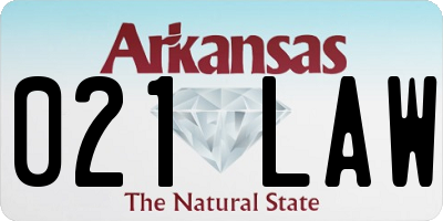 AR license plate 021LAW