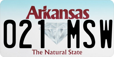 AR license plate 021MSW
