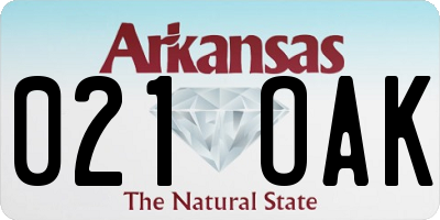 AR license plate 021OAK