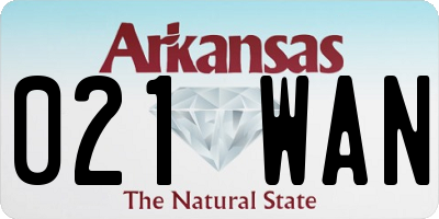 AR license plate 021WAN
