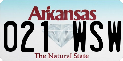 AR license plate 021WSW