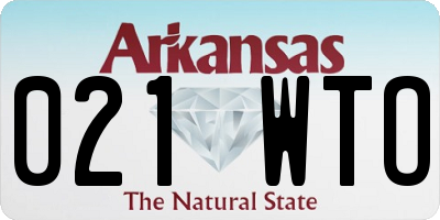 AR license plate 021WTO